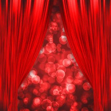 Two red curtains opening the show Stock Illustration