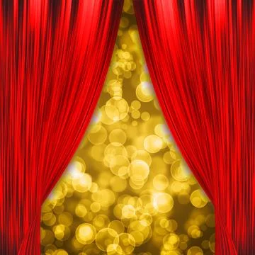Two red curtains opening the show Stock Illustration