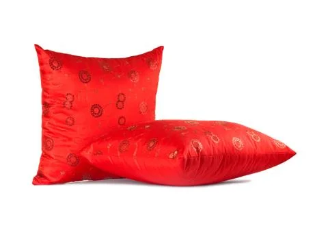 Two red decorative pillows with pattern Foto stock