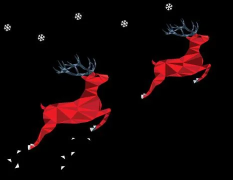 Two red deers of triangle shapes Stock Illustration