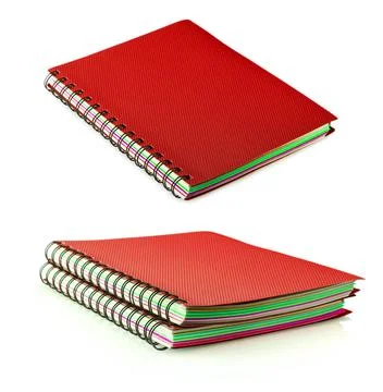 Two red diary spiral notebookes isolated on white background Stock Photos