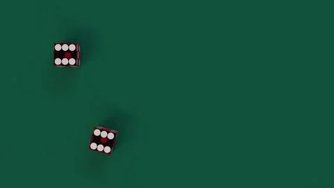 Two red dice are on a green table for casino craps game Stock Illustration