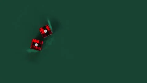 Two red dice are on a green table for casion craps game Stock Illustration