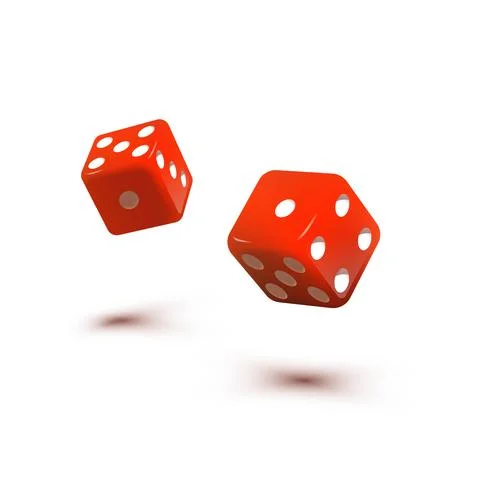 Two red dice cubes for gambling. Casino craps and playing games vector Stock Illustration