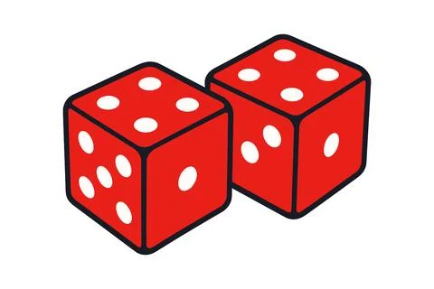 Two Red Dice Illustration for Games and Gambling Stock Illustration
