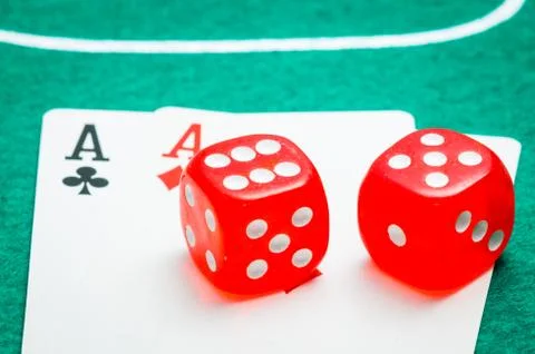 Two red dice Stock Photos