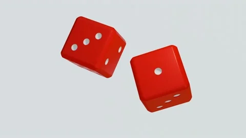 Two red dice slowly rotate on a light background. looped abstract animation. 3d  Stock Footage 156208188