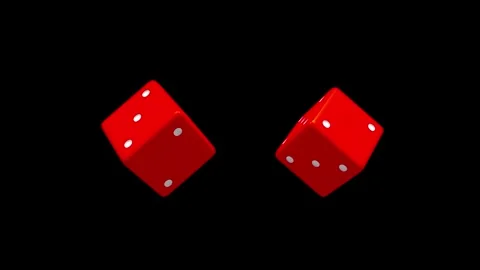 Two red dice spinning on black in 3D animation Video stock 336567084