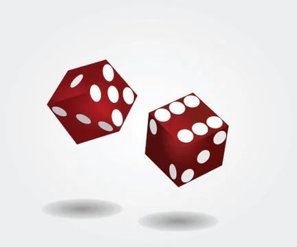 Two red dices rolling Stock Illustration