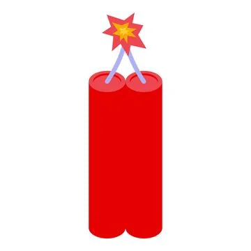 Two red dynamite sticks with burning fuse creating explosion Stock Illustration