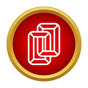 Two red emerald cut gemstones icon Illustrazione stock