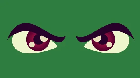 Two red eyes and the of monster black mustaches on it face eyebrows isolated Stock Footage 336885958