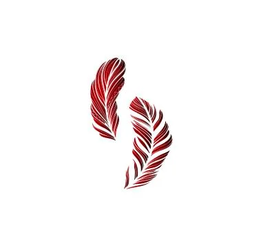 Two red feather gadient logo isolated Stock Illustration