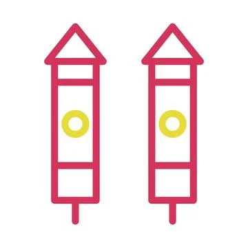 Two red firework rockets icon. Concept of celebration, party, and fun. Stock Illustration