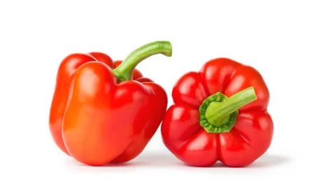 Two red fresh peppers Stock Photos