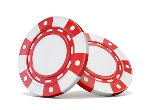 Two red gambling chips 3D Illustration