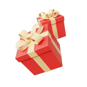 Two red gift box with yellow ribbon isolated on white background Stock Illustration