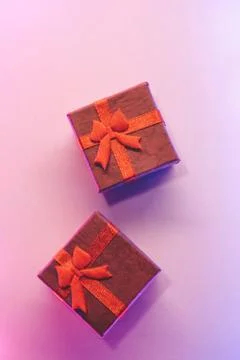 Two red gift boxes. Holiday concept Stock Photos