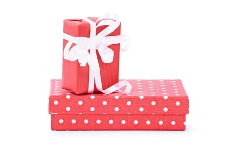 Two red gift boxes Stock Photos