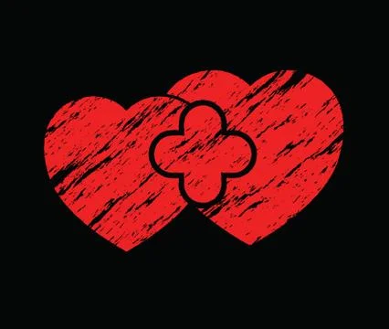 Two red grunge hearts Stock Illustration