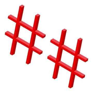 Two red hashtags symbolizing social media trending topics Stock Illustration