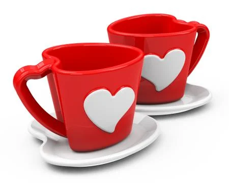 Two red heart cups Stock Illustration