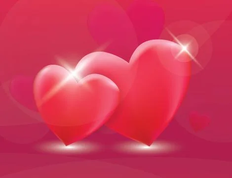 Two red heart love vector Stock-Illustration