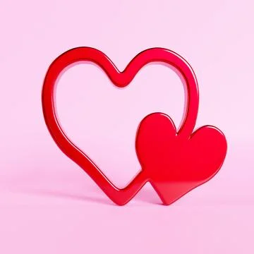 Two red heart shapes connected Illustration