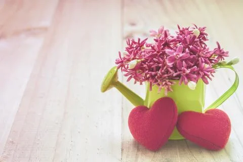 Two red heart sharp and green shower Stock Photos