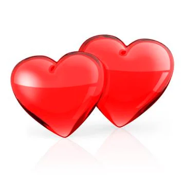 Two Red heart on white background. Stock-Illustration