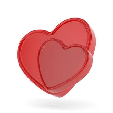 Two red heart on white background. Isolated 3D illustration Stock Illustration