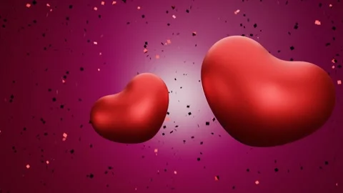 Two red hearts on backgrounds Video stock 261452566