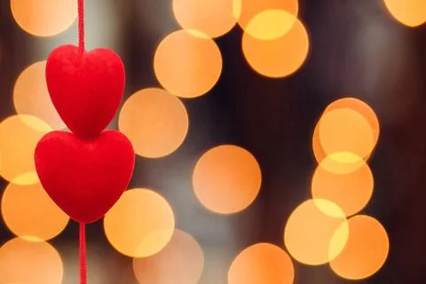 Two red hearts close-up Stock Photos