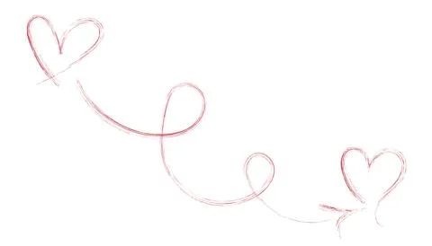 Two red hearts connected by a swirling line Stock Illustration