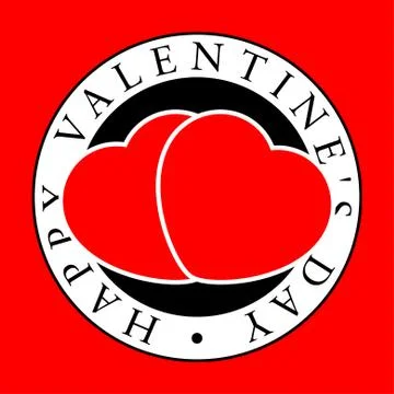 Two red hearts emblem Stock Illustration