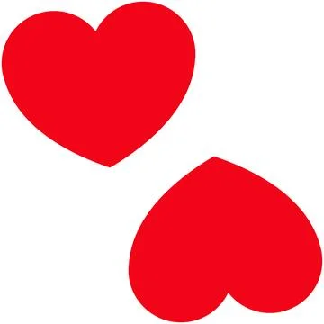 Two red hearts float against one slightly above the other. Stock Illustration