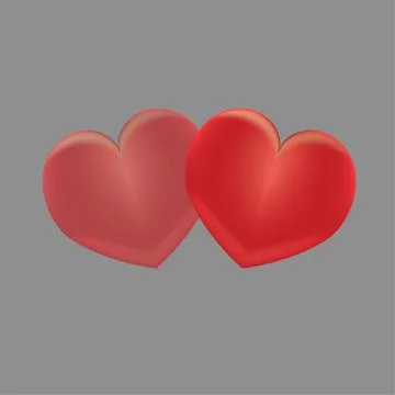 Two red hearts on a gray background Stock Illustration