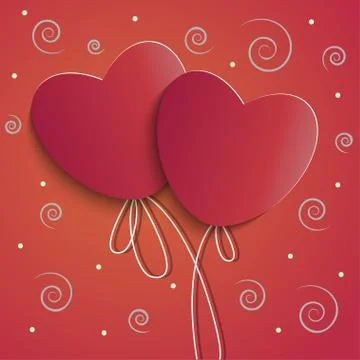 Two red hearts Stock Illustration