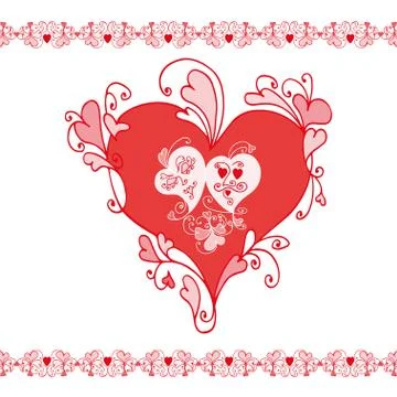 Two red hearts Stock Illustration