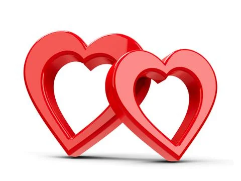 Two red hearts Stock Illustration
