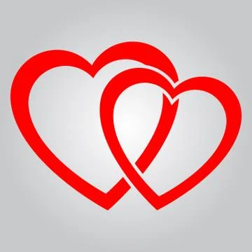Two red hearts Stock Illustration