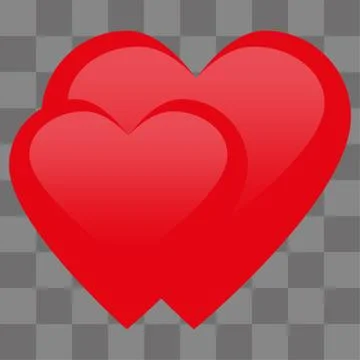 Two red hearts isolated on a transparent background. Template for Valentine's Stock Illustration