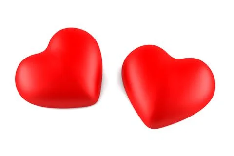 Two red hearts isolated on white background Stock Illustration