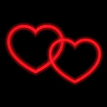 Two red hearts with neon lights. Vector illustration . Stock-Illustration