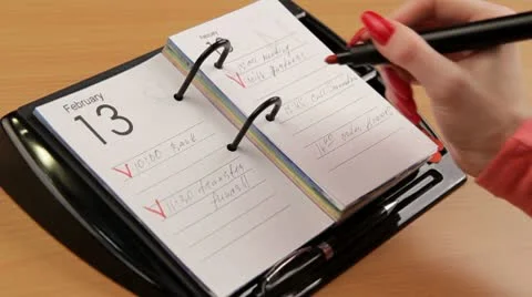 Two red hearts in the notepad. HD Stock Footage 10574242