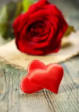 Two red hearts. Stock Photos