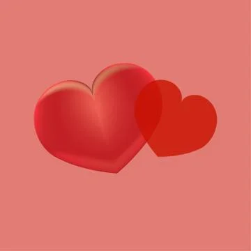 Two red hearts on a pink background Stock Illustration