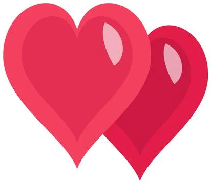Two red hearts symbolizing love romance connection on transparent Stock Illustration