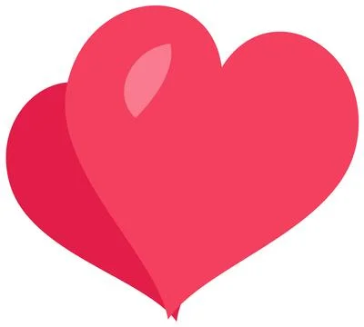 Two red hearts symbolizing united love and romance Stock Illustration