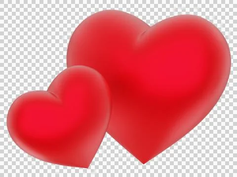 Two red hearts together. 3D rendering Stock Illustration